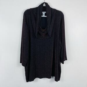 Catherines Maggie Barnes Plus Size 3X Sparkle Shimmer Textured Cowl Neck Top